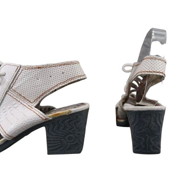 TMA Eyes Shoes Womens 40 Sandal Fashion Lace Up Leather White Block Heel Comfort - Picture 6 of 13